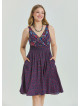 V Neck Robe Pink Floral Patterned Plus Size Dress 4584